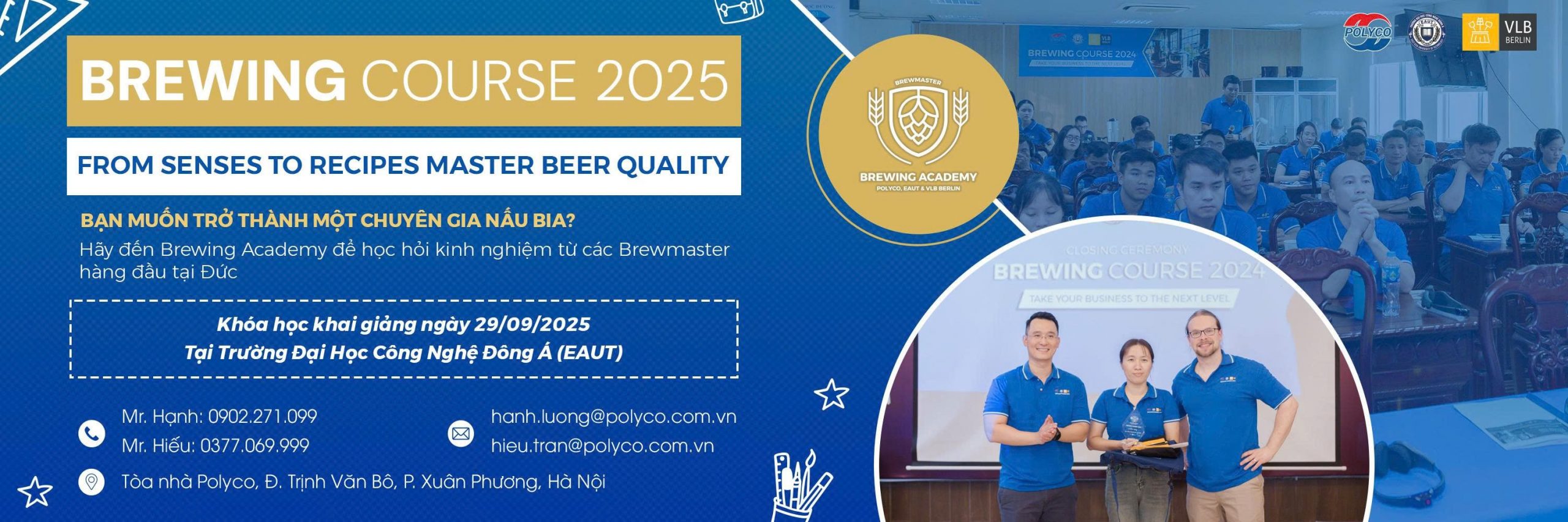 Khóa học sản xuất bia Brewing 2025: Làm chủ chất lượng bia từ cảm quan đến công thức